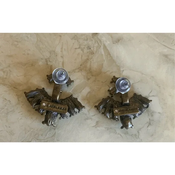 Crystal Fan Stud Earrings - Picture 7 of 8